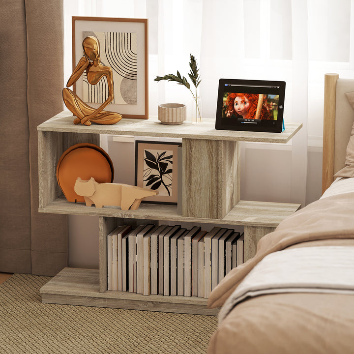 S-Shaped Side Table - Natural Wood Finish