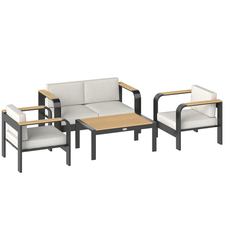 4 Seater Aluminium Garden Furniture Set with Olefin Cushions, Garden S