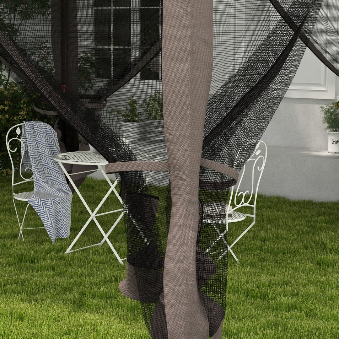 3.25 x 3.25m Pop Up Gazebo, Double-roof Garden Tent with Netting and Carry Bag, Party Event Shelter for Outdoor Patio, Brown and Grey