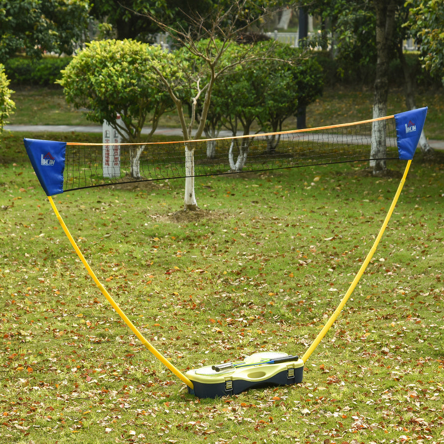 2.8m Portable Folding Badminton Net Set with 4 Badminton Rackets and 2 Nylon Shuttlecocks, for Adults Kids Indoor Outdoor Exercise Training
