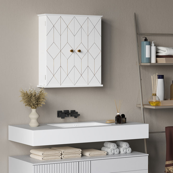 Bathroom Cabinet Wall Mounted, Bathroom Wall Cabinet Medicine Cabinet with 2 Doors, Adjustable Shelf, White