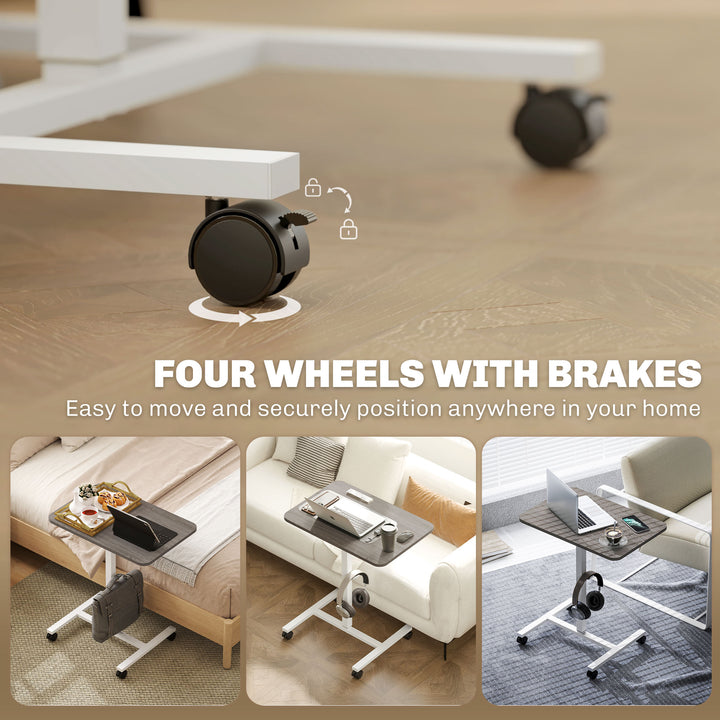 75-115cm Manual Adjustable Sit-To-Stand Desk - White/Grey