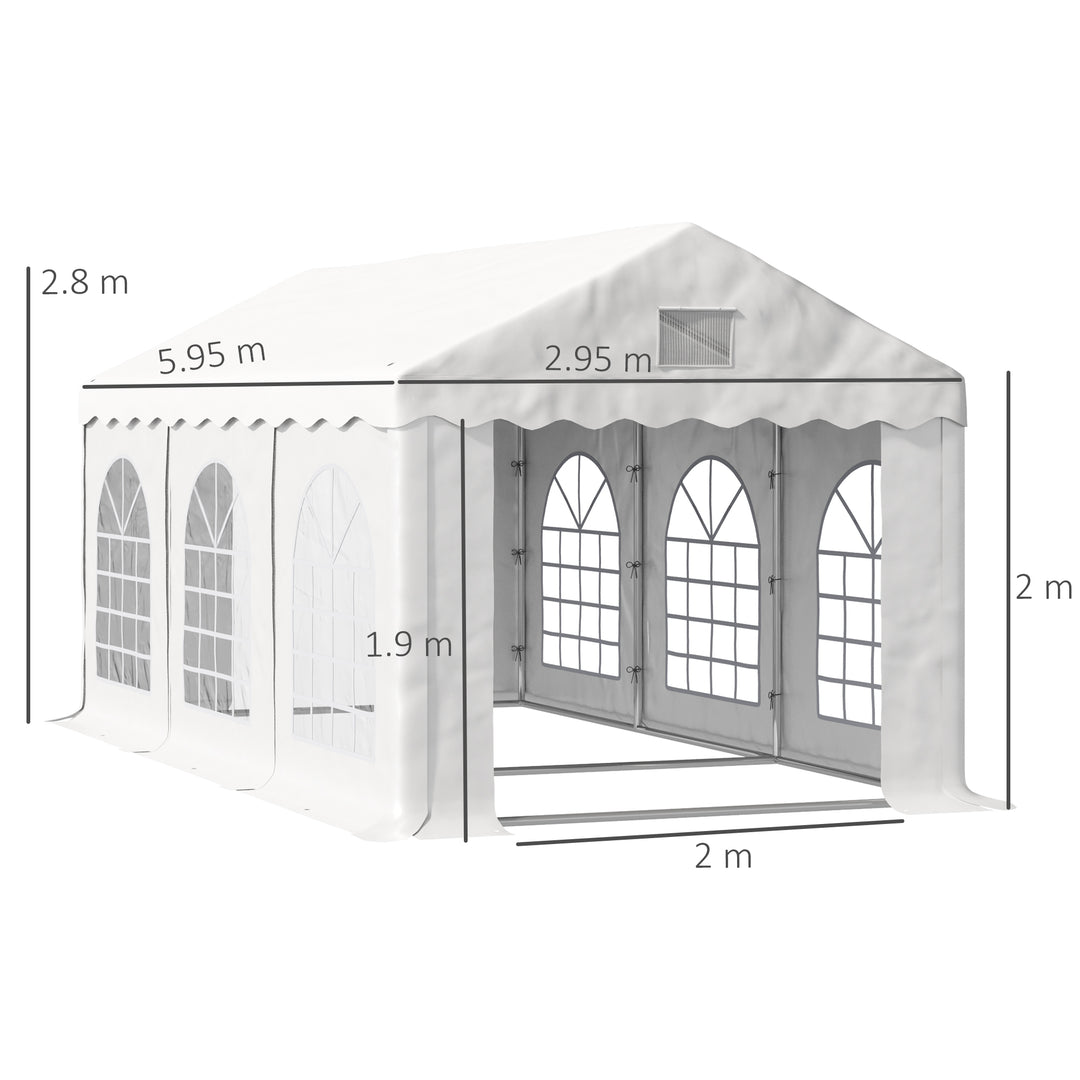 Outsunny Party Tent Gazebo with Removable Side Walls, 6 x 3m, Outdoor Event Shelter, White