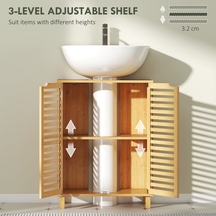 Under Sink Bathroom Cabinet, Freestanding Bamboo Under Sink Cabinet wi