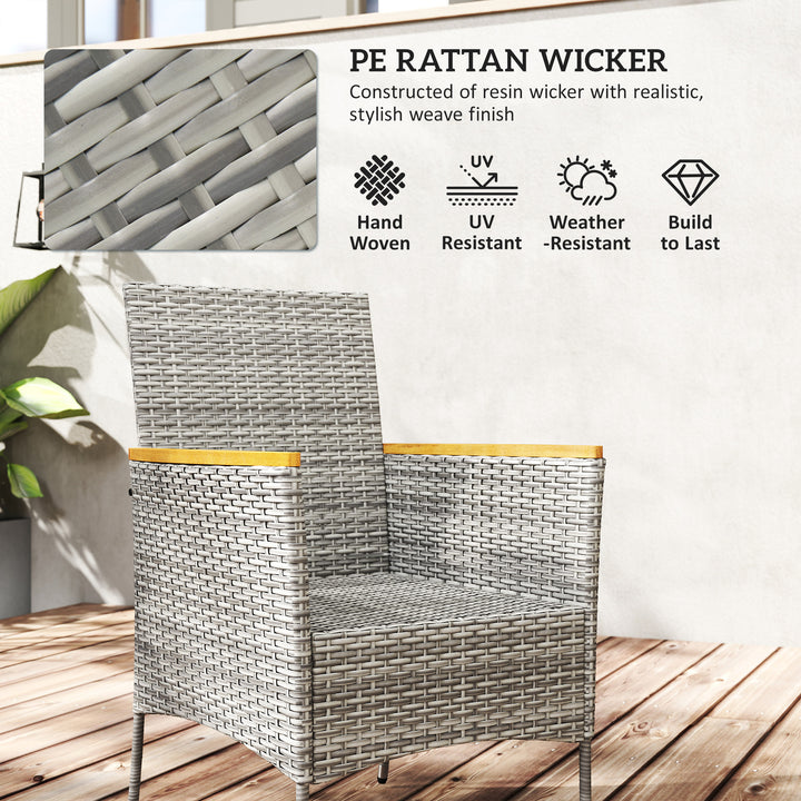 Five-Piece Rattan Set, with Wood-Top Table - Teak