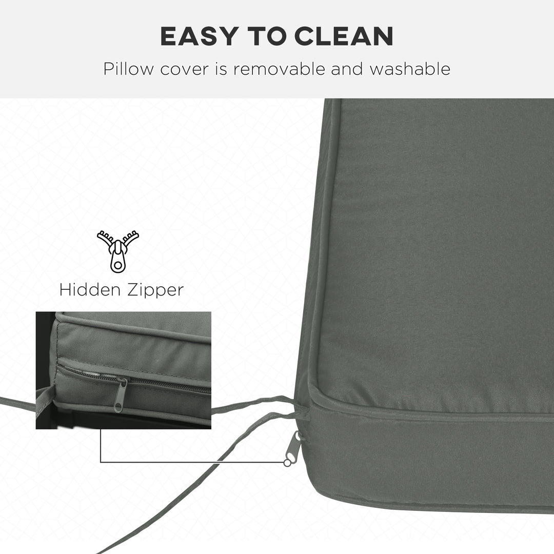 Garden Bench Cushion 2 Seater Loveseat Seat Pad for Patio Swing Furniture for Indoor & Outdoor Use, 120 x 50 x 8 cm, Grey