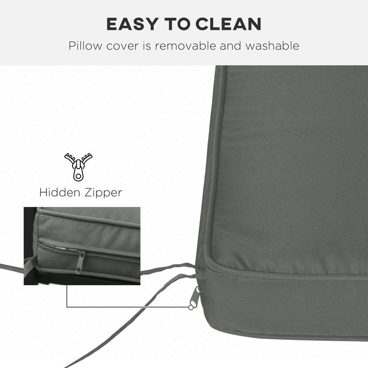 Garden Bench Cushion 2 Seater Loveseat Seat Pad for Patio Swing Furniture for Indoor & Outdoor Use, 120 x 50 x 8 cm, Grey