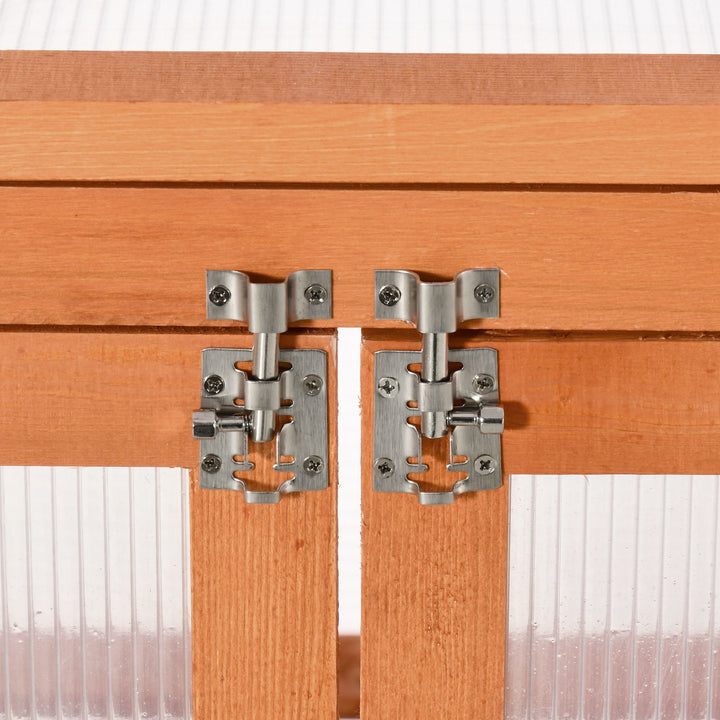 MCL 3-tier Wood Greenhouse Garden Polycarbonate Cold Frame Balcony Grow House w/ Storage Shelf for Plants, Flowers, Orange