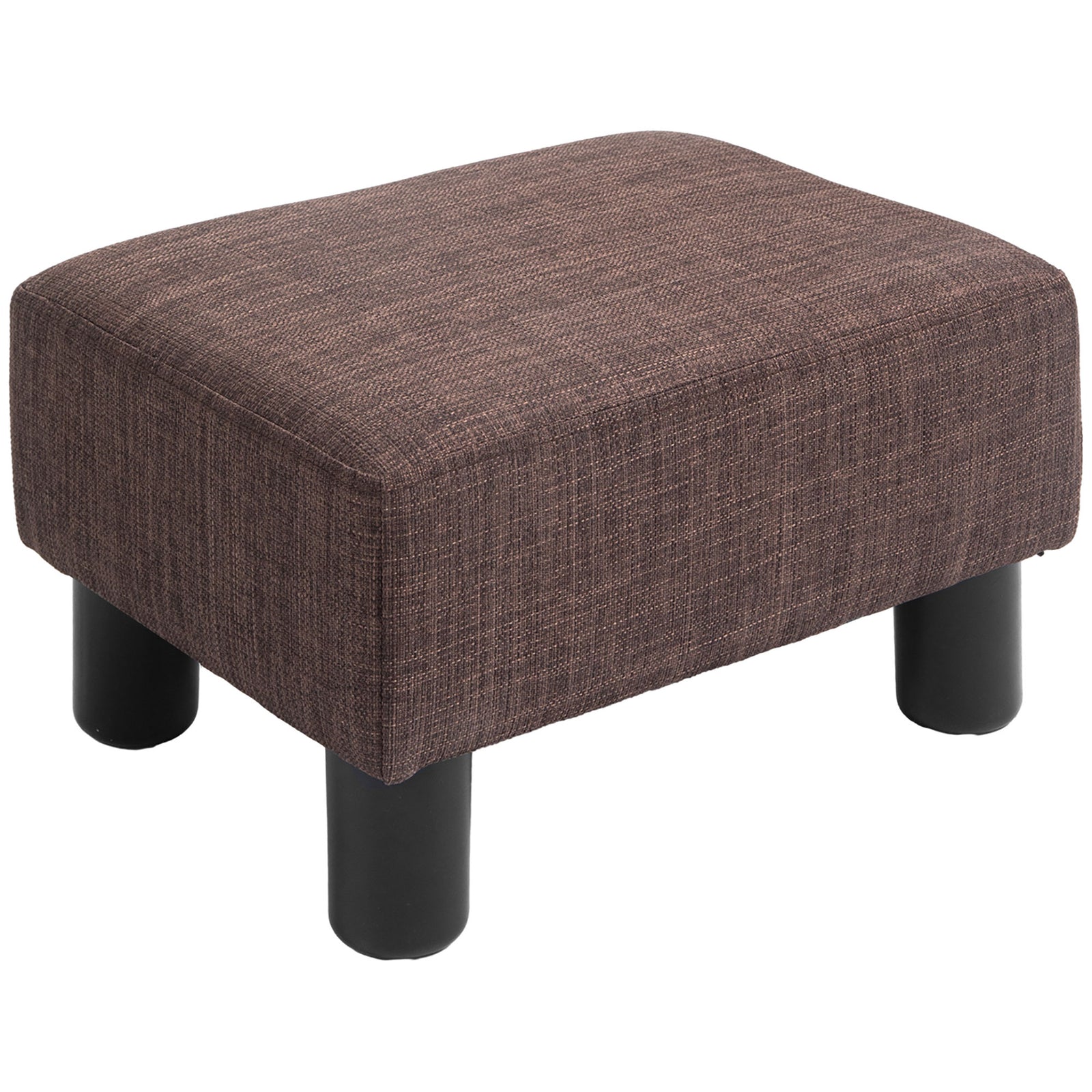 Linen Fabric Footstool Ottoman Cube with 4 Plastic Legs, Brown
