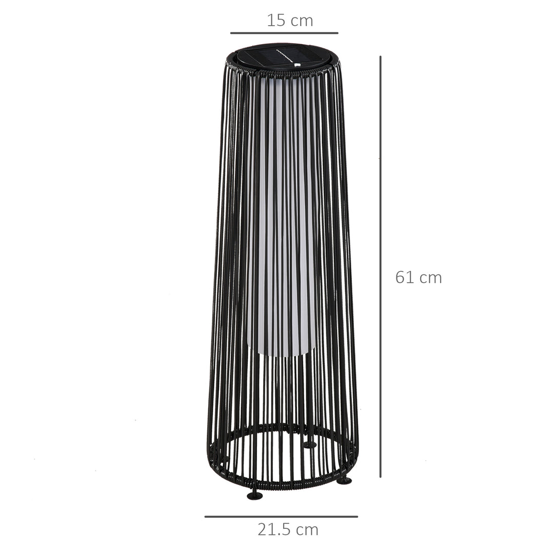 MCL Patio Garden Solar Powered Lights Woven Resin Wicker Lantern Auto On/Off