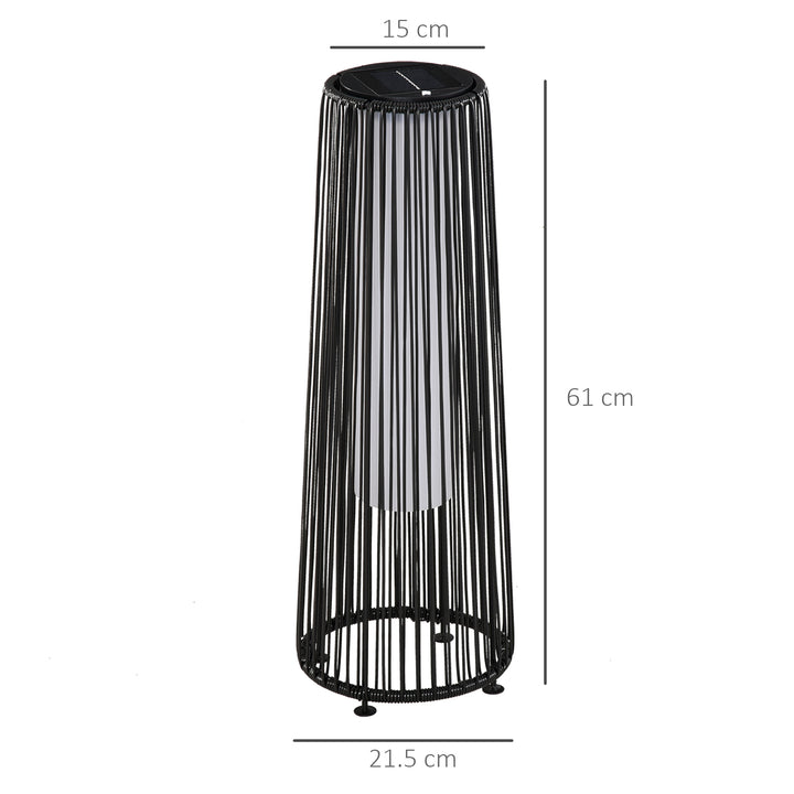 MCL Patio Garden Solar Powered Lights Woven Resin Wicker Lantern Auto On/Off