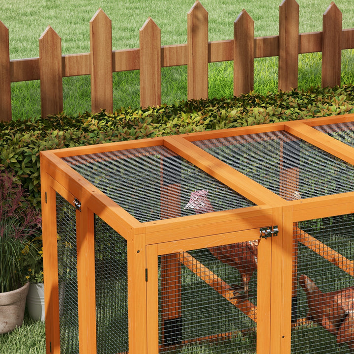 PawHut Fire Wooden Chicken House, Chicken Coop with Combinable Design & Steel Wire, 80 x 140 x 84.5cm，for 1-3 Chickens, Orange | Aosom UK