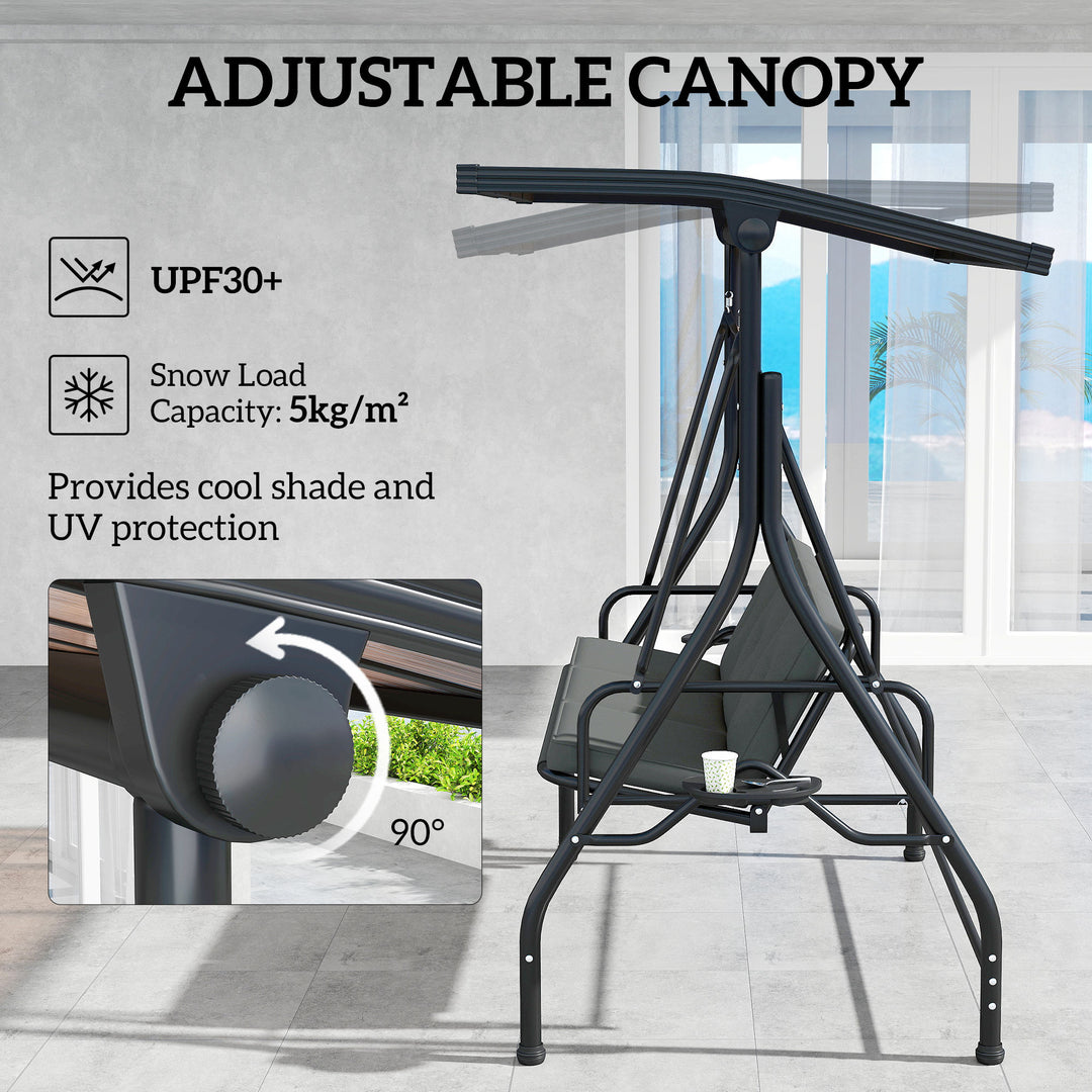 Convertible Three-Seater Swing Bench Bed - Dark Grey