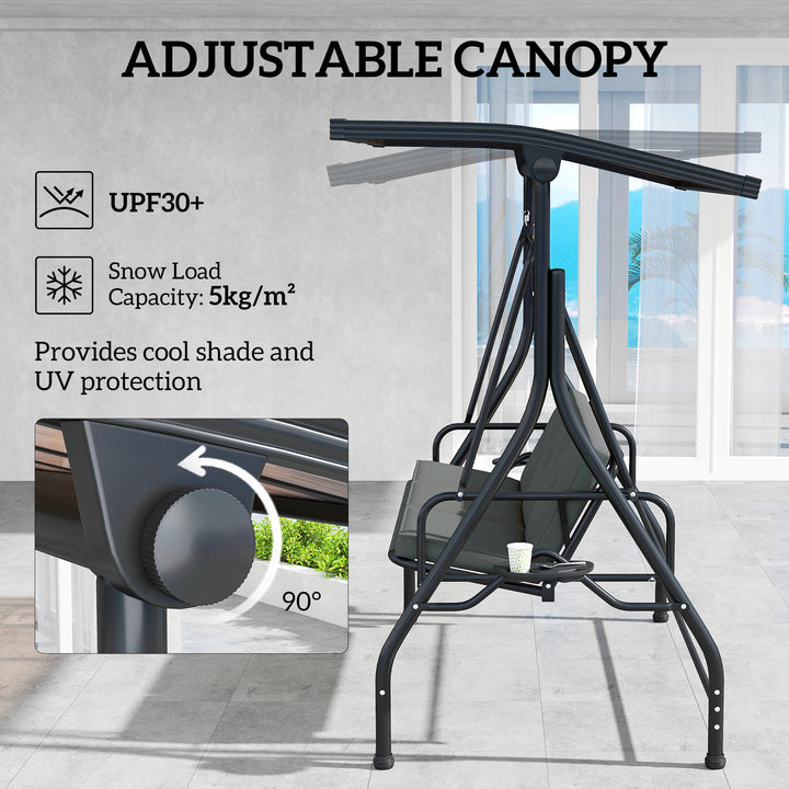 Convertible Three-Seater Swing Bench Bed - Dark Grey