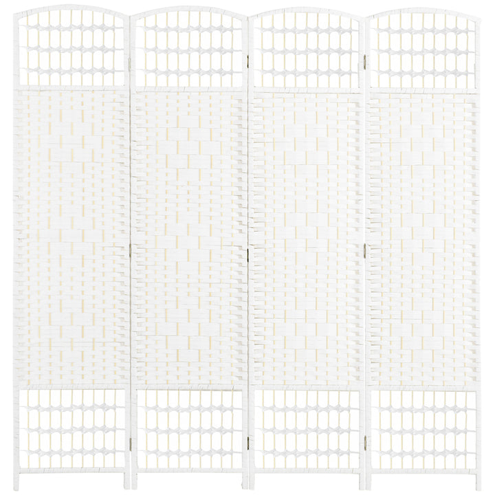 HOMCOM 4 Panel Folding Room Divider, Privacy Screen, Freestanding Paravent Partition Separator for Living Room, Bedroom and Office, 160 x 170cm, White