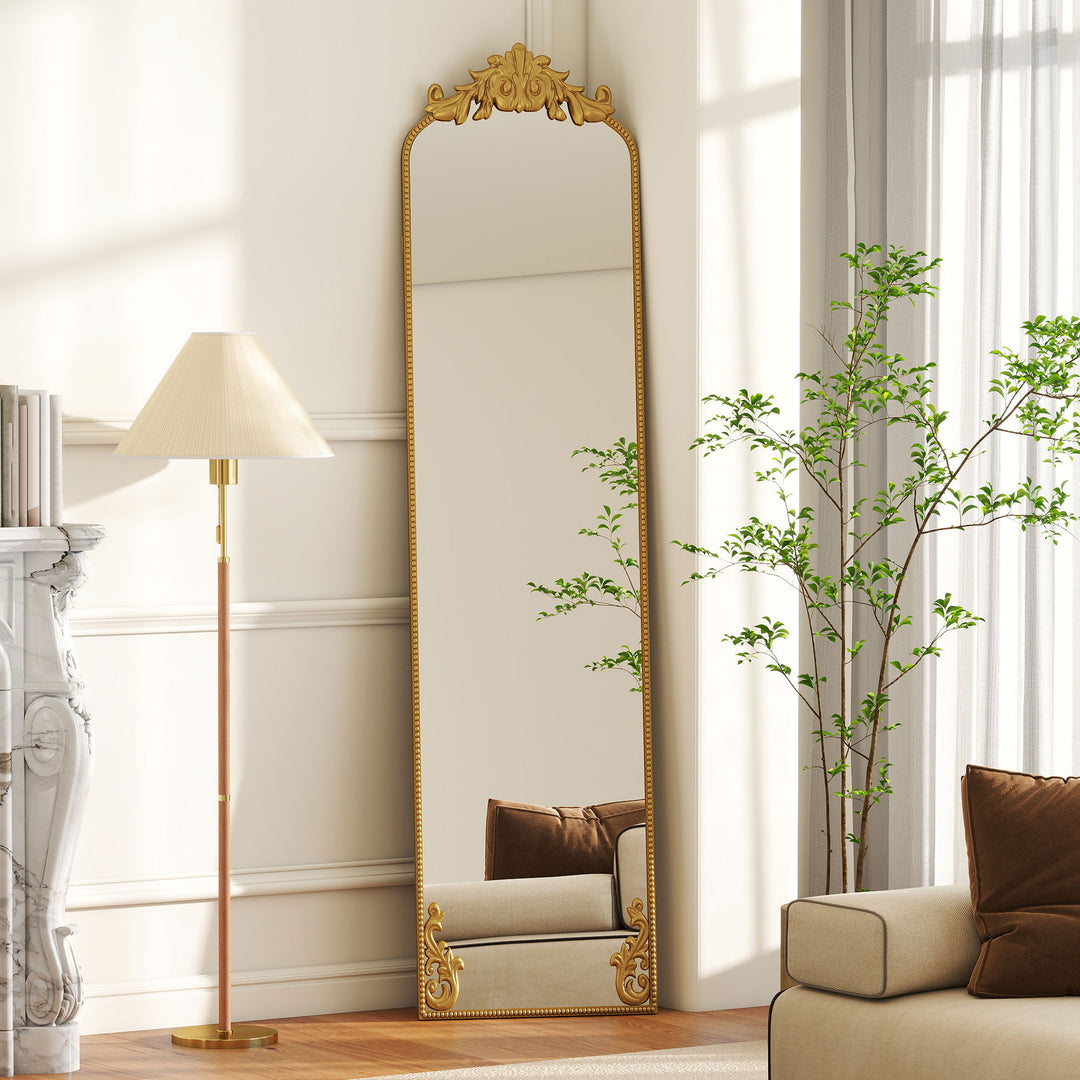 Full Length Mirror, 50 x 160 cm Floor Mirror with Baroque Metal Frame 