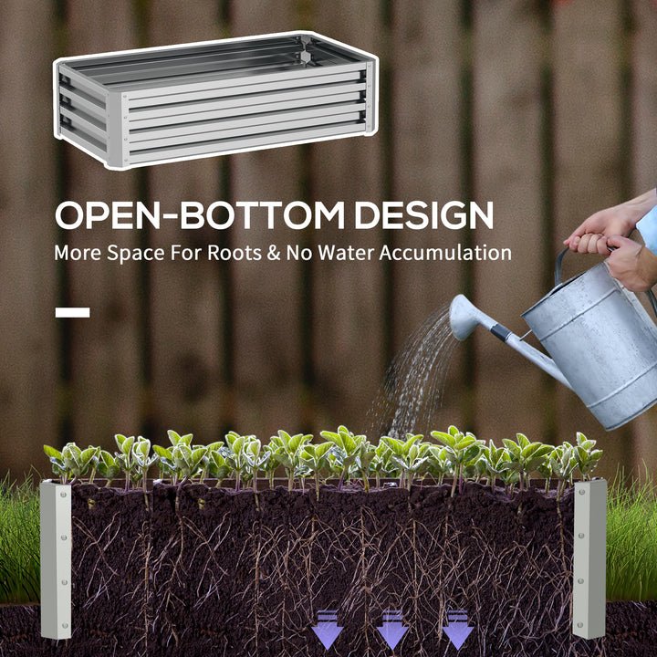 Outsunny Raised Beds for Garden, Galvanized Outdoor Planters, for Herbs and Vegetables, Use for Patio, Backyard, Balcony, Silver