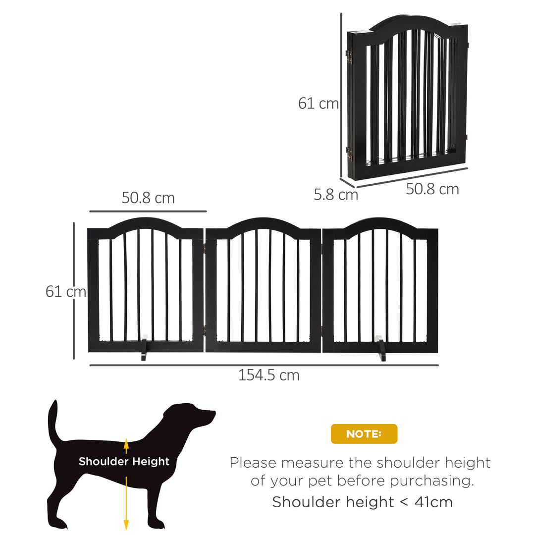 Freestanding Pet Gate Wooden Dog Gate with Support Feet Foldable Pet Fence Safety Barrier for the House Doorway Stairs Black