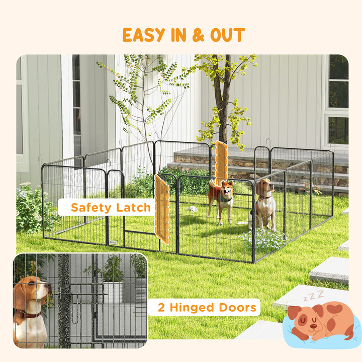 PawHut Heavy Duty 12 Panel Puppy Playpen, Versatile Pet Exercise Pen for Small/Medium Dogs, Indoor/Outdoor Use | Aosom UK