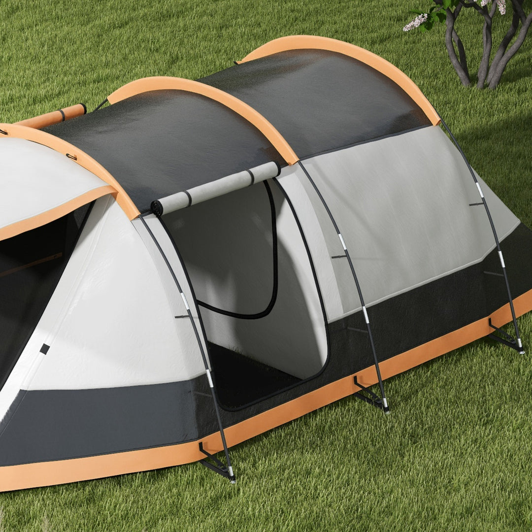 Three-Man Camping Tent, with Two Rooms and Porch - Orange