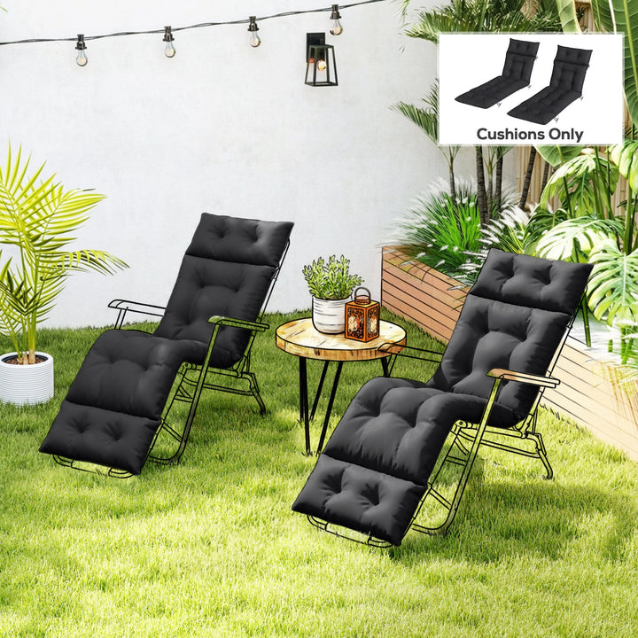 Set of Two 190 x 56cm Sun Lounger Cushions - Black