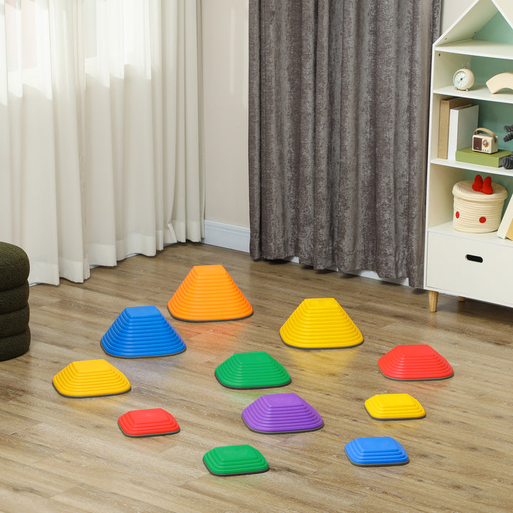 AIYAPLAY Balance Stepping Stones for Kids, 11-Piece Non-Slip Stackable River Stones, Obstacle Courses for Balance and Motor Skill