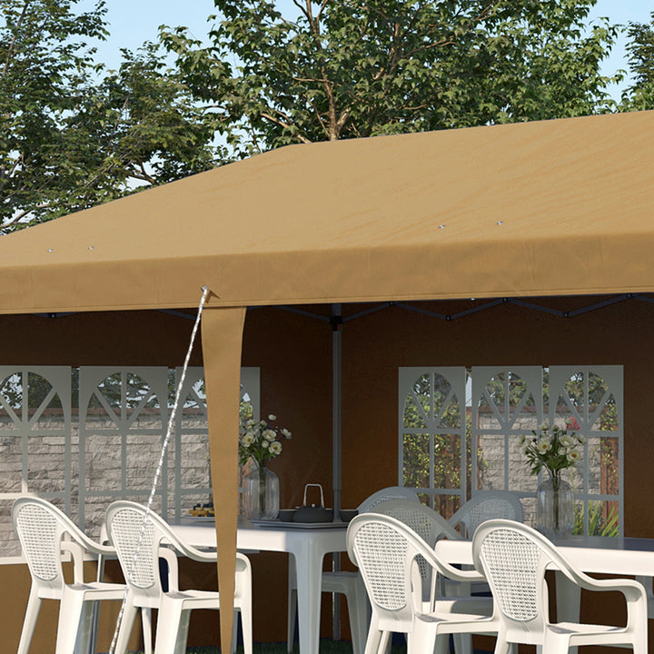 3 x 6m Pop-Up Gazebo, with Removable Walls - Khaki
