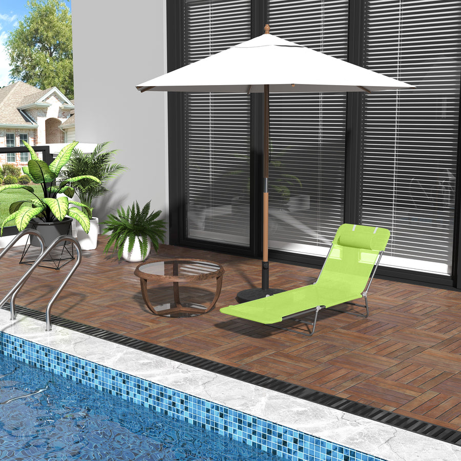 Single Folding Sun Lounger - Green