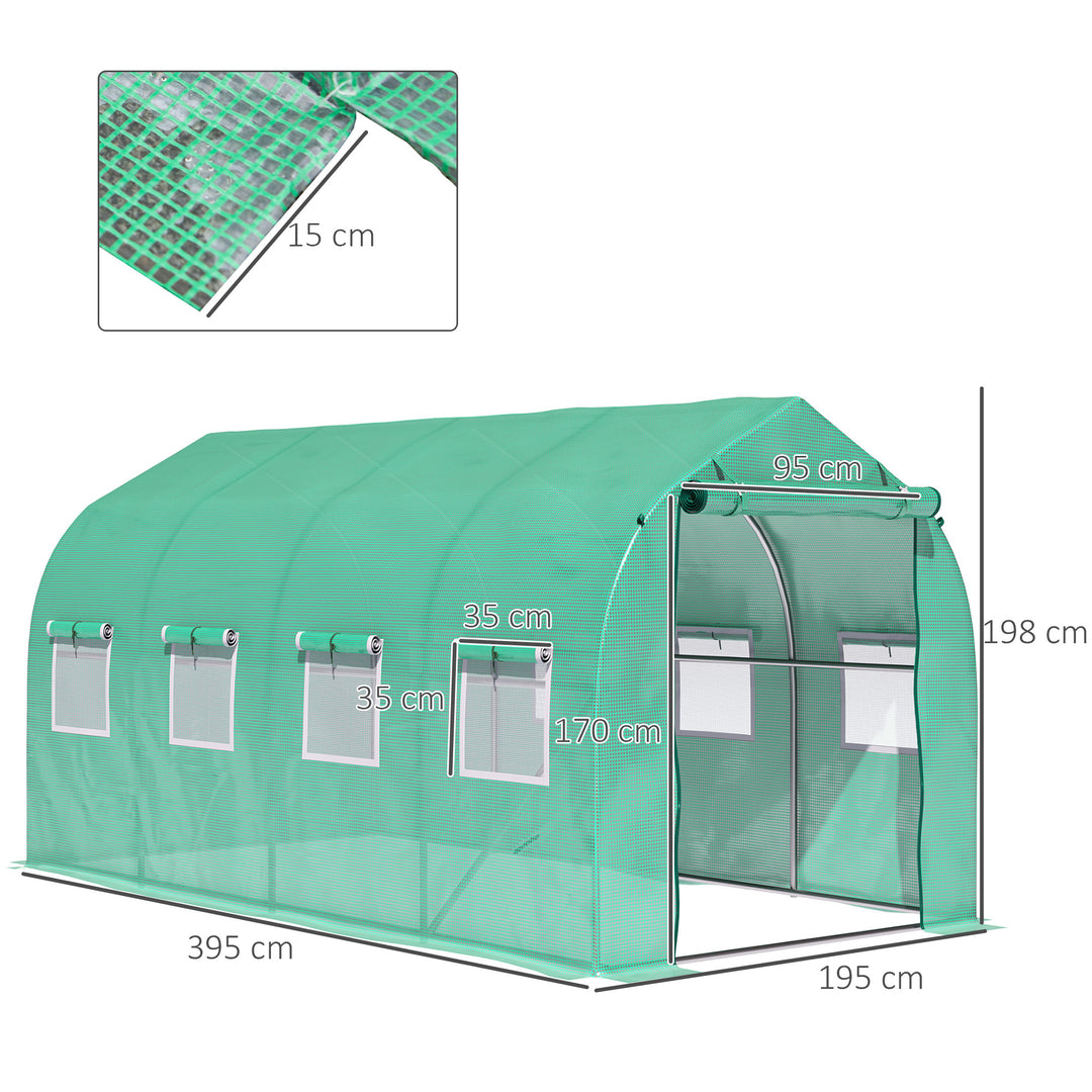 MCL Polytunnel Greenhouse with Windows and Door, Walk in Greenhouse for Garden, Backyard (4 x 2 M)