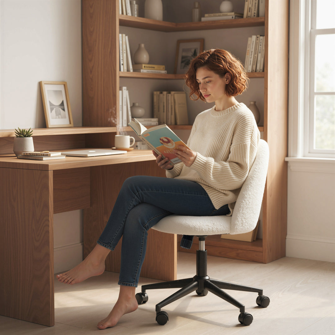 Teddy Fleece Office Chair with Wheels