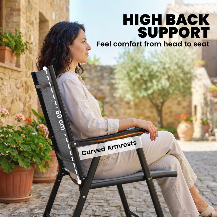 Folding Garden Chairs Set of 2, Foldable Garden Dining Chairs with Hig