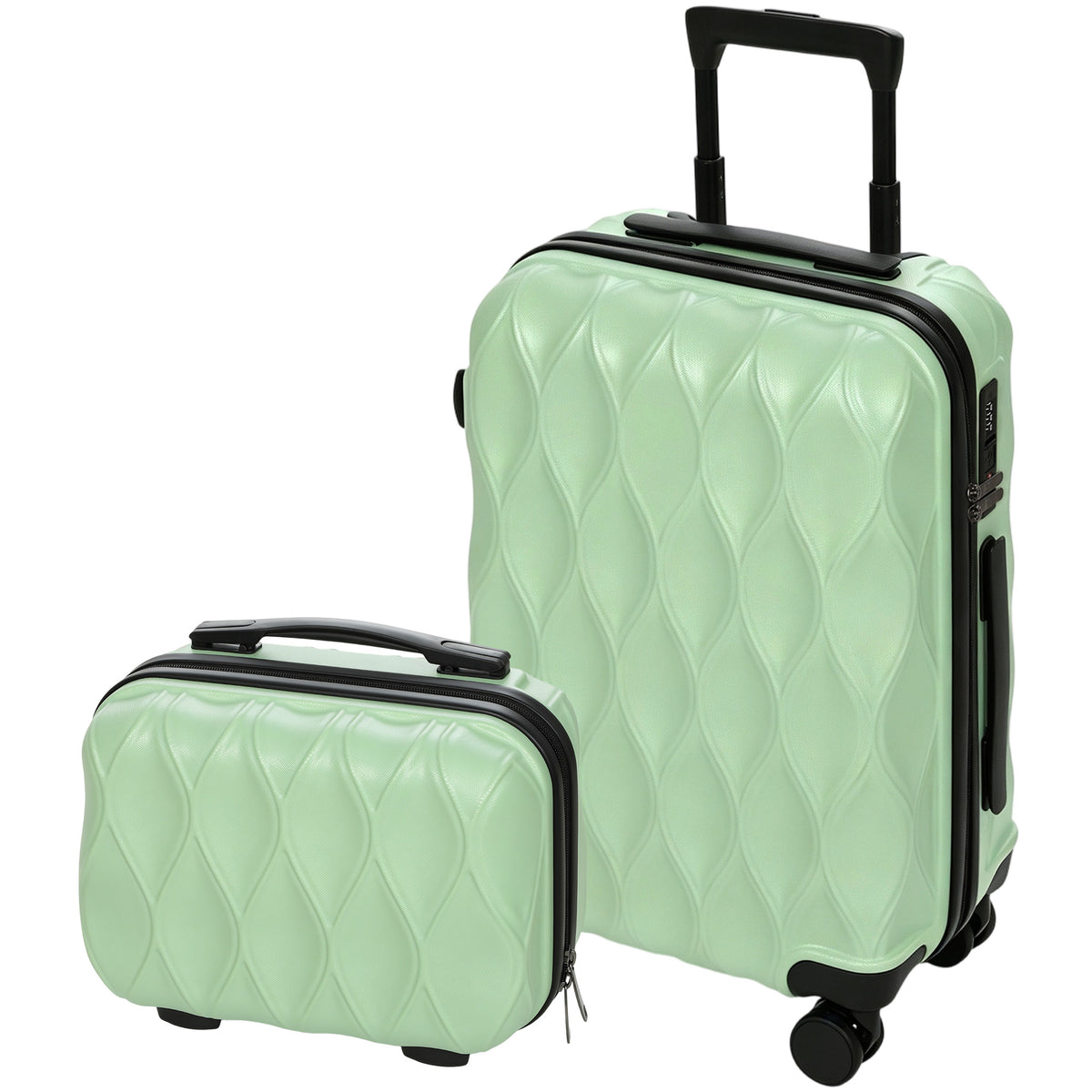2-Piece Luggage Set, ABS Hard Shell Carry On Suitcase Set with TSA - Green