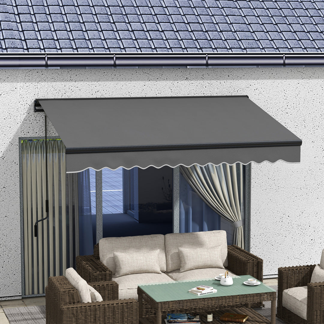 Outsunny 3 x 2m Aluminium Frame Electric Awning, Retractable Awning Sun Canopies for Patio Door Window, Dark Grey