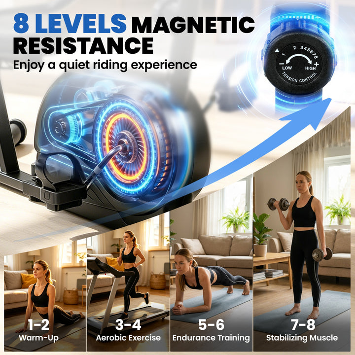 Recumbent Exercise Bike for Home, Stationary Bike with Bluetooth, App 