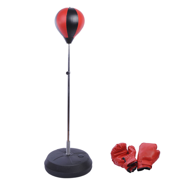 Training Boxing Punch Ball Set 125-145H x Φ43cm with Gloves Air Pump, 4-Position Adjustable Height Freestanding Boxing Speed Ball for Teenagers Exercise Training