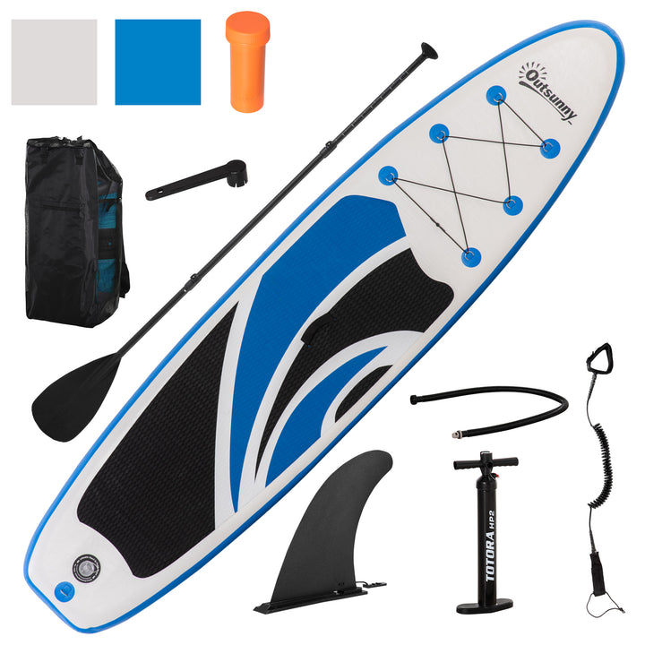 Outsunny 10'6" x 30" x 6" Inflatable Paddle Stand Up Board, Adjustable Aluminium Paddle Non-Slip Deck Board with ISUP Accessories, 320L x 76W x 15H cm