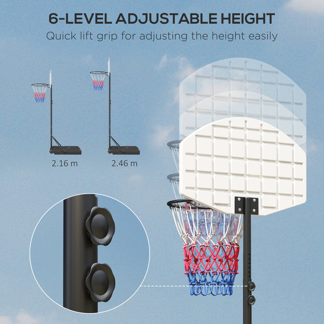 SPORTNOW Adjustable Basketball Stand Net System, with Wheels, Enlarged Base, PE, Backboard, 179-209cm | Aosom UK