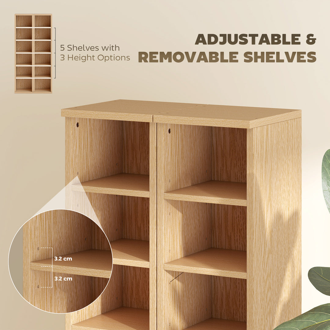 Set of 2 CD Media Display Shelf Unit Tower Rack with Adjustable Shelve