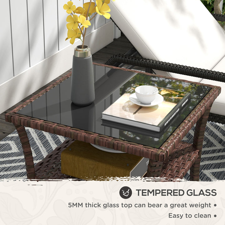 Two-tier PE Rattan Square Coffee Table - Brown