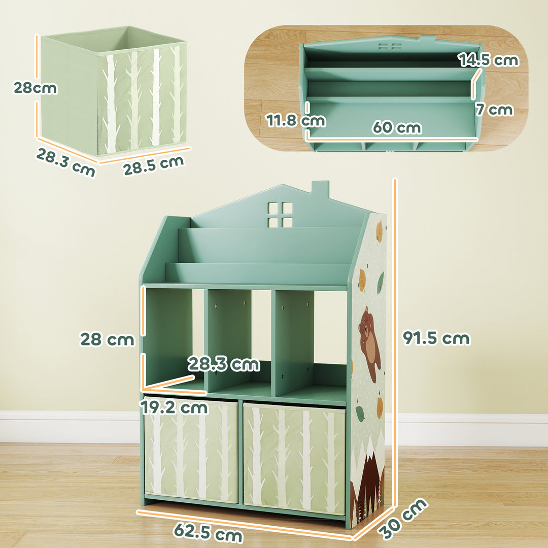 Kids Bookshelf with Storage, Toy Storage Unit with Book Display, Shelv