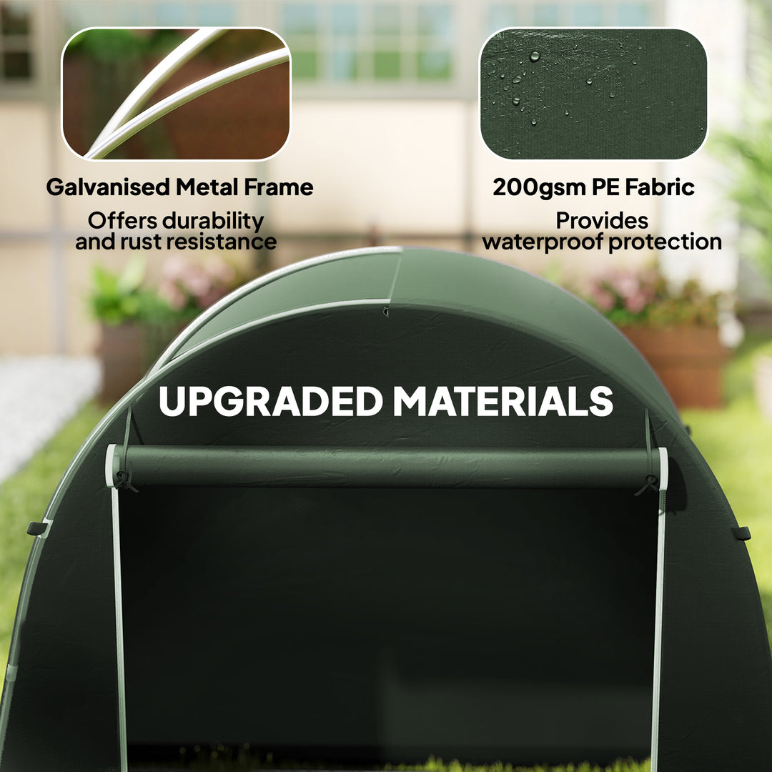 8 x 4 ft Garden Storage Tent, Waterproof Bike Tent with Roll-up Zipper Door and Galvanised Metal Frame