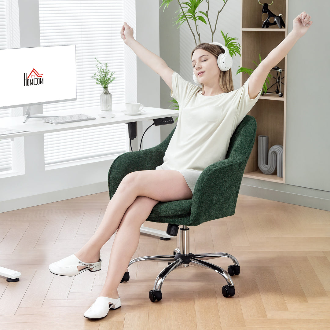HOMCOM Velvet-Feel Office Chair - Dark Green
