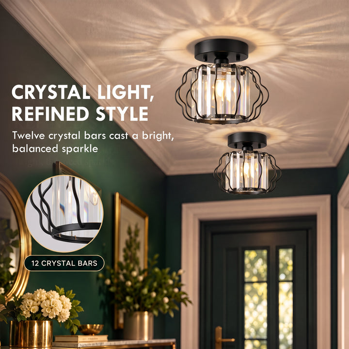 Crystal Ceiling Light Fixtures, Modern Semi-Flush Ceiling Lighting - view 4