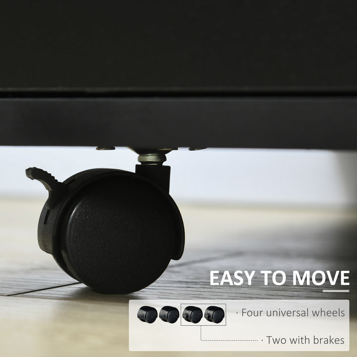 Multi-Storage Printer Stand Unit Office Desk Side Mobile Storage w/ Wheels Modern Style 60L x 50W x 65.5H cm - Black