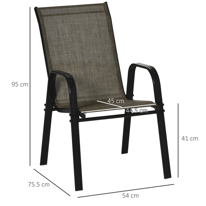 Set of Four Stackable Mesh Seat Chairs - Mixed Brown