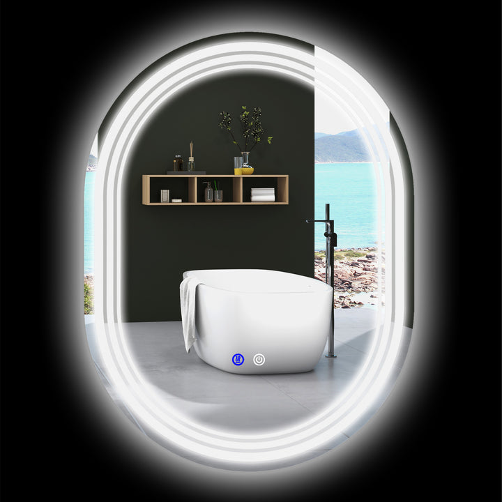 kleankin Luminous Lavatory Mirror: LED Bathroom Mirror with Anti-Fog & Touch Switch, Versatile Vertical or Horizontal Hanging, 800x600mm | Aosom UK