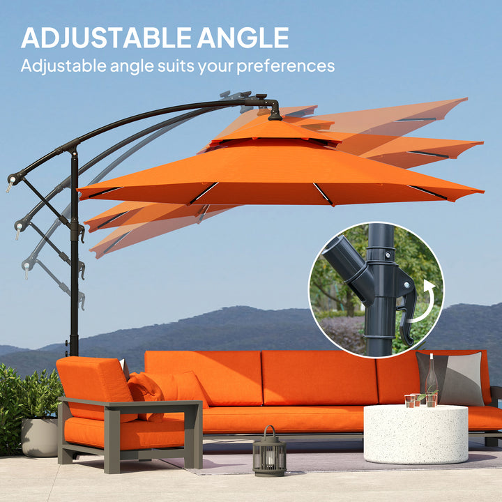 3m LED Light Overhanging Parasol - Orange