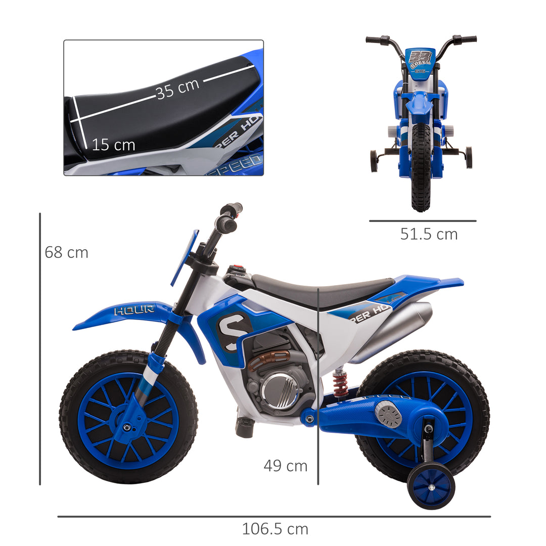 MCL 12V Kids Electric Motorcycle Ride-On, with Training Wheels, for Ages 3-6 Years - Blue