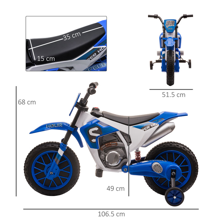 MCL 12V Kids Electric Motorcycle Ride-On, with Training Wheels, for Ages 3-6 Years - Blue