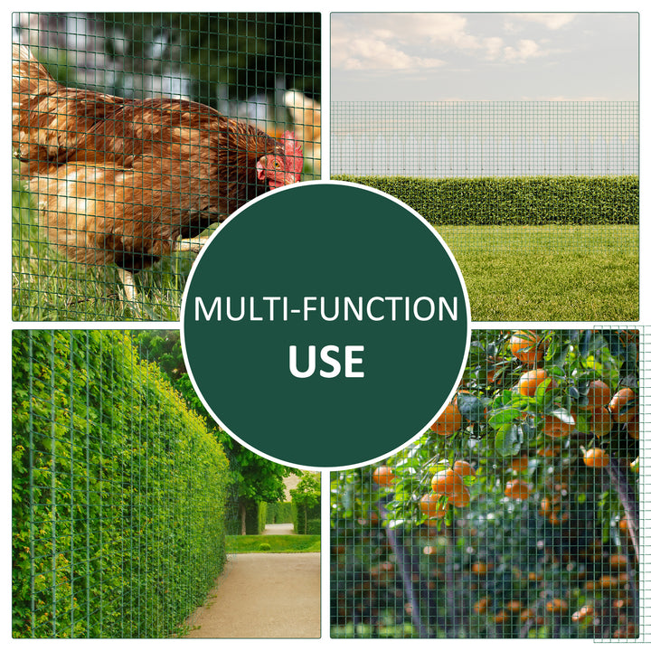 PVC Coated Welded Wire Mesh Fencing Chicken Poultry Aviary Fence Run Hutch Pet Rabbit 30m Dark Green